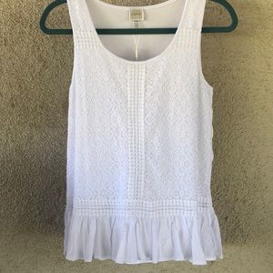 Lace covered ruffle top